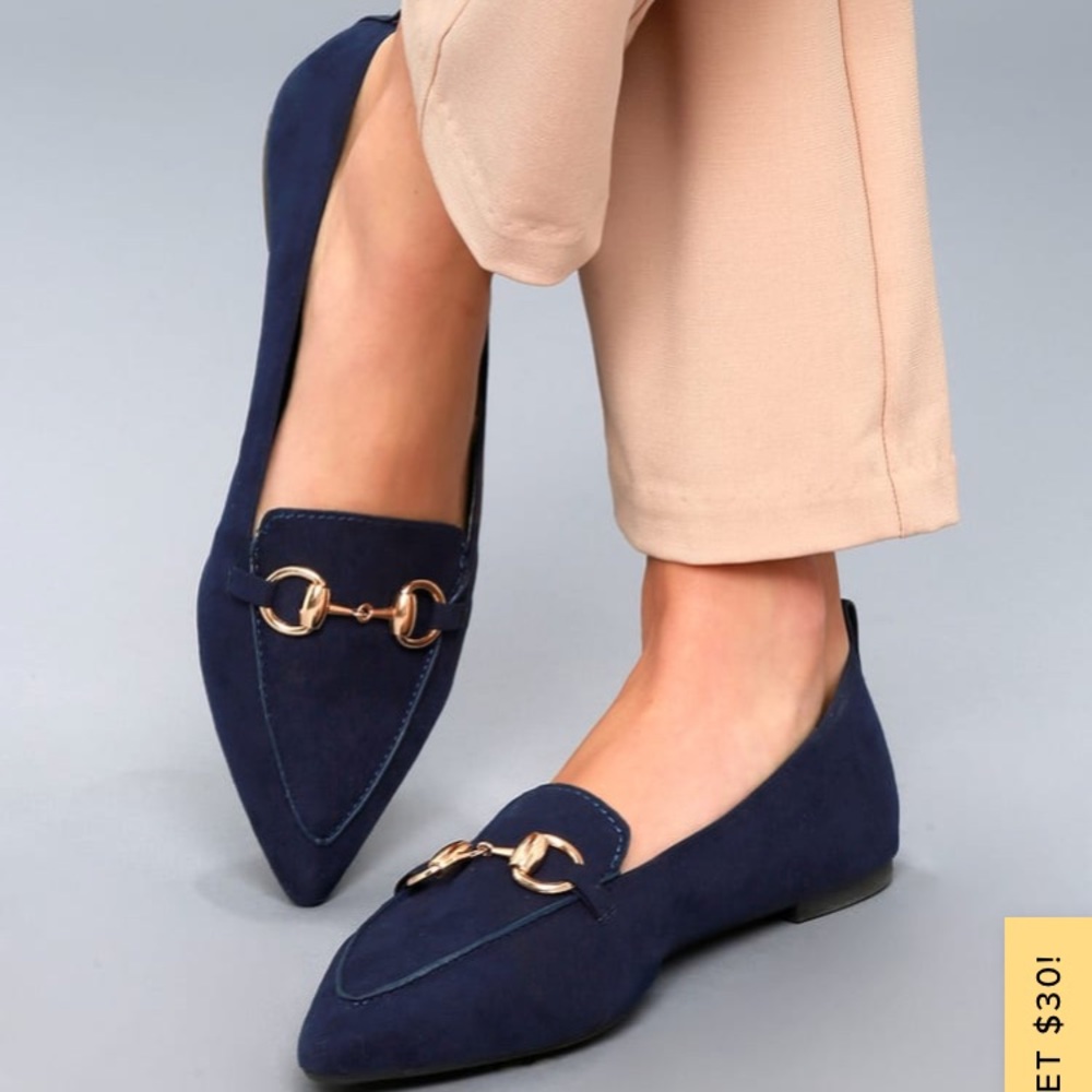 Lulus Charlotte Navy Suede Loafers
